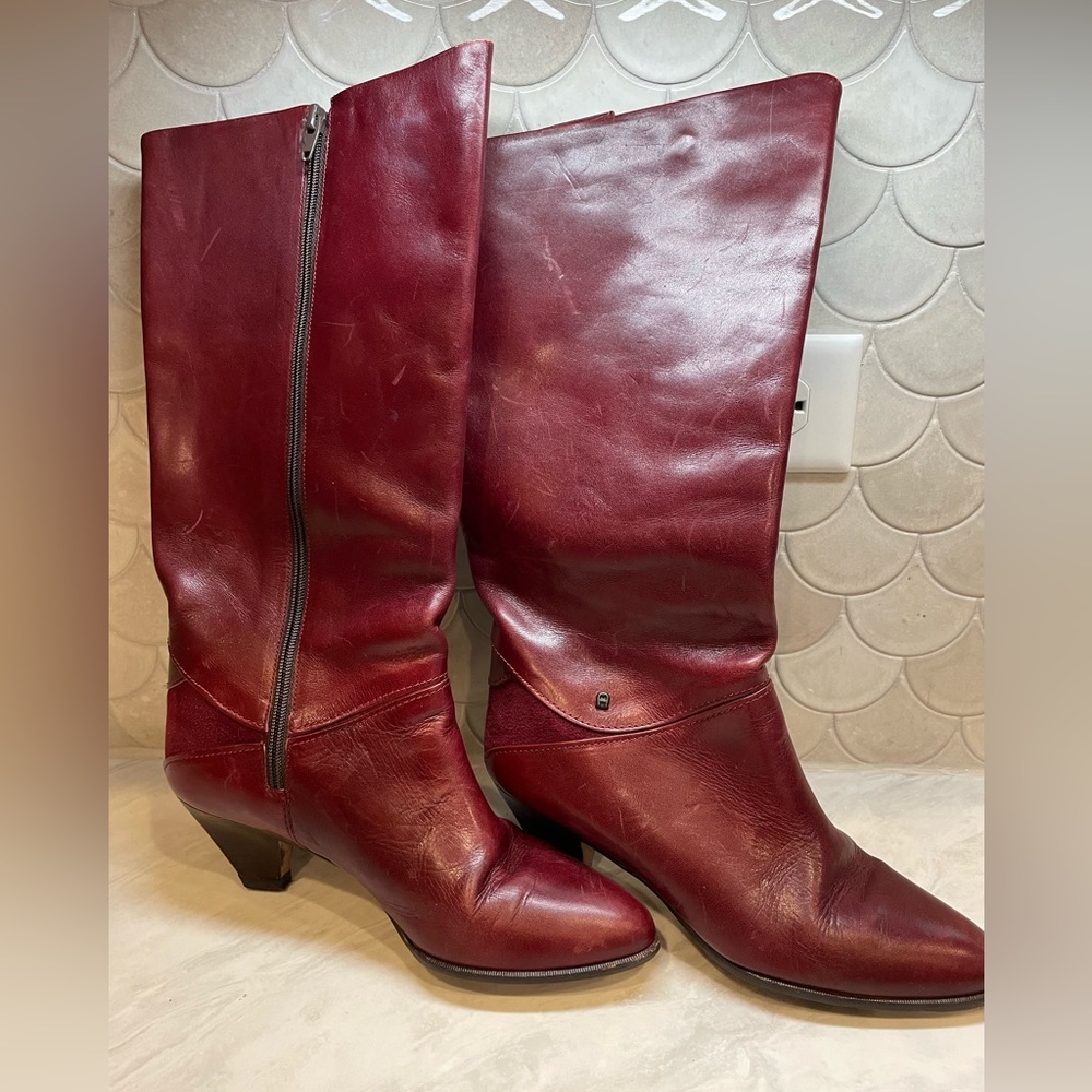 Etienne Aigner Oxblood Heeled Boots. Size 7.5